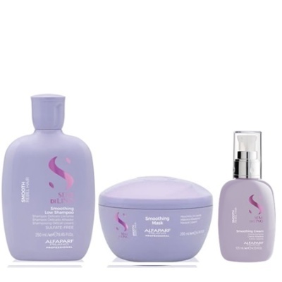 Conjunto de três produtos de cosmética lilás da Alfaparf