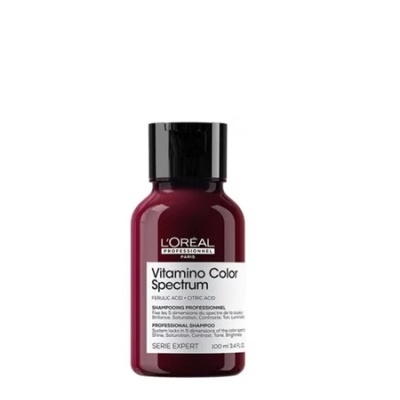 Frasco pequeno de champô L'Oréal Professionnel rosa escuro com etiqueta branca