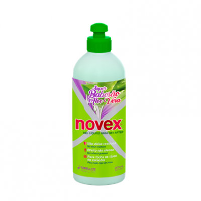 Frasco plástico verde de gel líquido para barbear Novex com aloe vera
