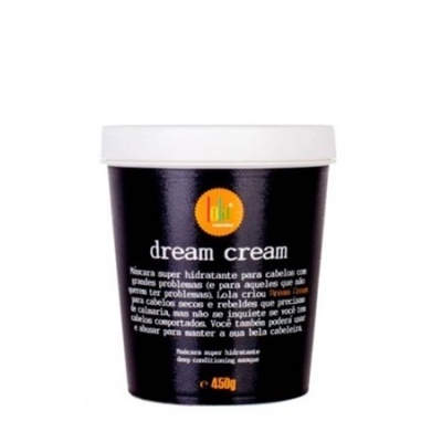 Creme hidratante para cabelo Dream Cream embalagem preta com tampa branca