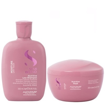 Conjunto de champô e máscara nutritiva Alfaparf Professional cor rosa