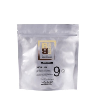 Embalagem prateada de produto capilar Alfaparf High Lift 9