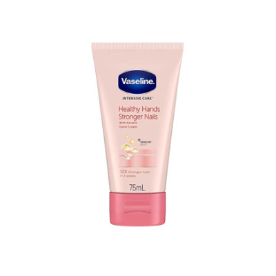Creme para mãos Vaseline em tubo cor de rosa e azul