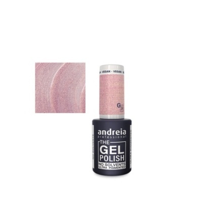 Verniz gel para unhas Andreia Professional cor rosada com embalagem preta e branca
