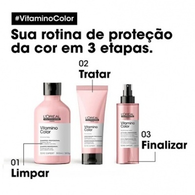 Produtos L'Oréal Vitamino Color para proteção da cor em três etapas