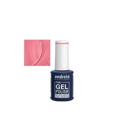 Verniz gel para unhas Andreia Professional azul escuro e amostra da cor rosa