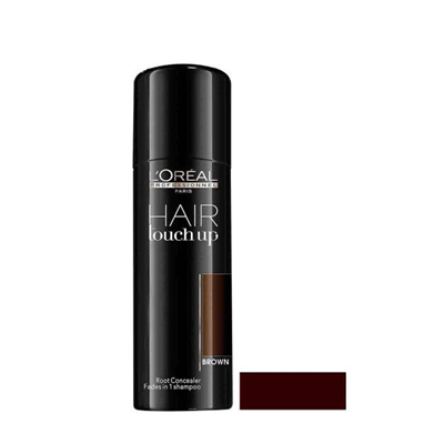 Spray corretor de raiz castanho L'Oréal HAIR touch up em embalagem preta