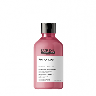 Frasco rosa de champô L'Oréal Professionnel Pro Longer com tampa preta