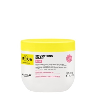 Máscara de alisamento anti-frizz Yellow Professional da Alfaparf Milano, embalagem branca com tampa amarela