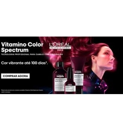 Publicidade L'Oréal Vitamino Color Spectrum, produtos para cabelo e mulher com cabelo vermelho