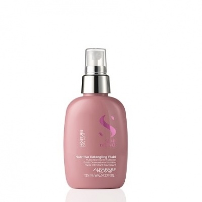 Frasco rosa de fluido desembaraçante com pulverizador prateado e tampa transparente