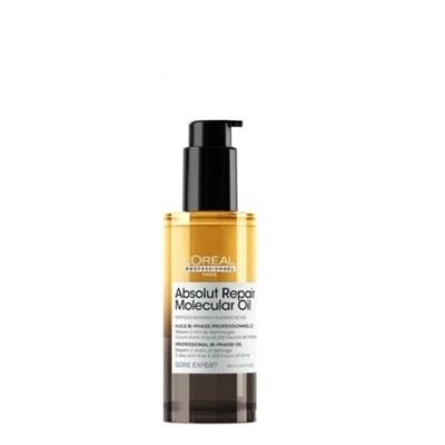 Frasco de óleo L'Oréal Absolut Repair Molecular Oil com doseador preto