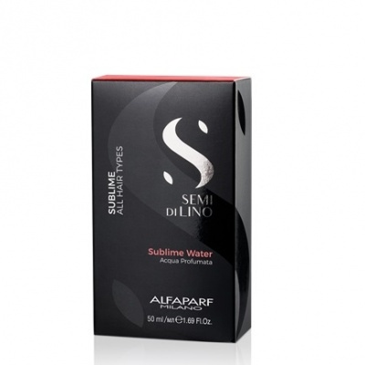 Caixa preta de produto cosmético Sublime Water da Alfaparf Milano
