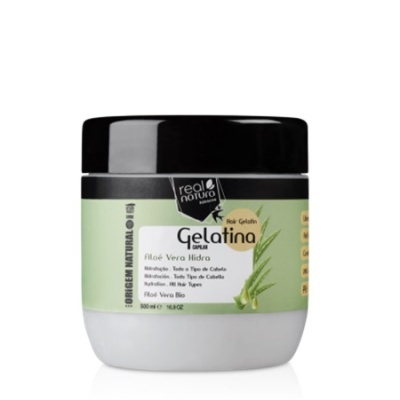 Pote branco com tampa preta de Gelatina Capilar Aloe Vera Hydrô