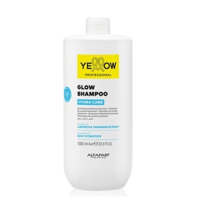 Frasco branco de champô Yellow Professional Glow Shampoo Hydra Care