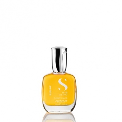 Frasco de perfume amarelo com tampa prateada e texto branco