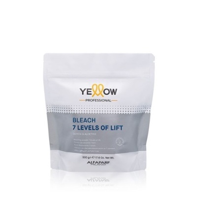 Embalagem branca com pó descolorante Yellow Professional Bleach 7 Levels of Lift