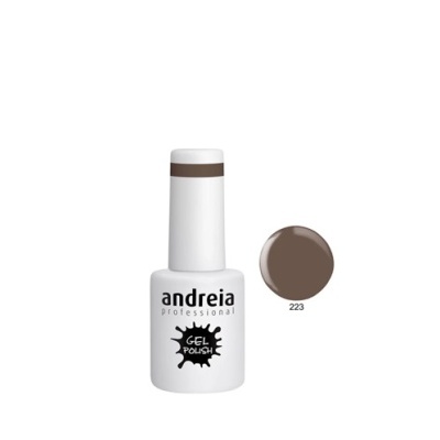 Frasco de verniz gel Andreia Professional cor 223 com tampa branca e anel castanho