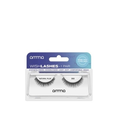 Par de pestanas falsas Amma WishLashes Natural Plus 202 em embalagem