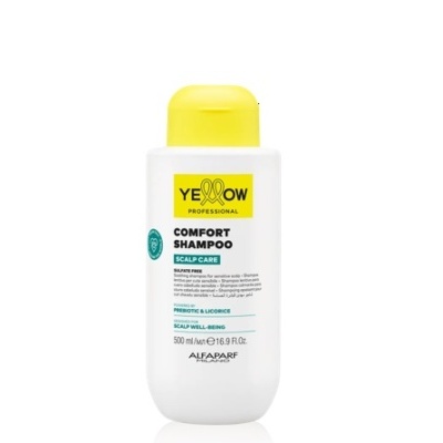 Frasco branco com tampa amarela de champô Yellow Professional