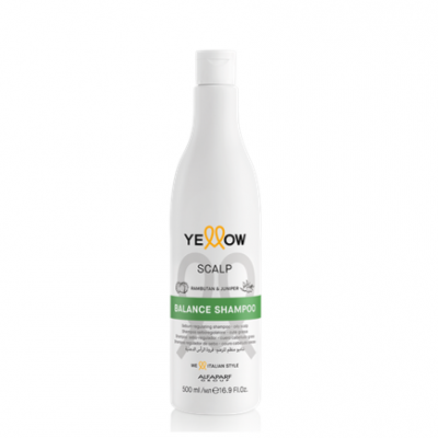 Frasco branco de champô Yellow Balance Shampoo 500 ml