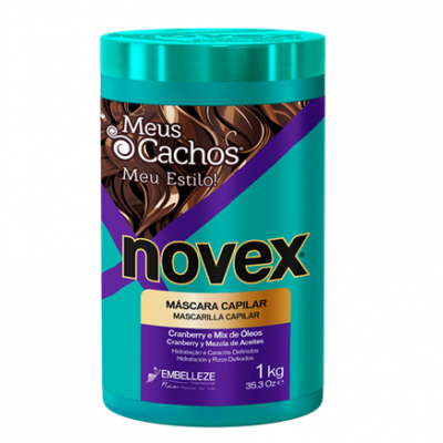 Máscara capilar Novex Meus Cachos Meu Estilo embalagem azul turquesa