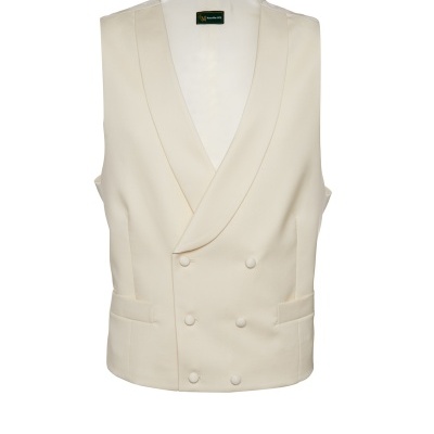 Colete creme masculino com botões duplos e bolsos