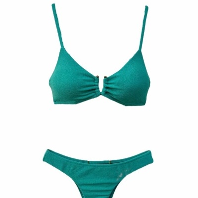 Conjunto de bikini verde turquesa com soutien e calças