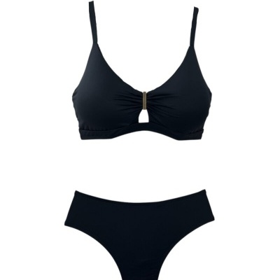 Fato de banho preto com soutien e cueca
