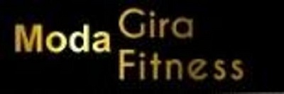 Texto Moda Gira Fitness em fundo preto