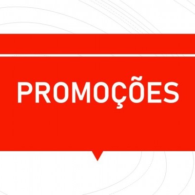Cartaz vermelho com a palavra PROMOÇÕES em branco