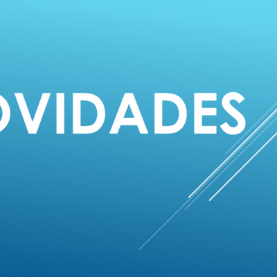 Fundo azul com texto 'NOVIDADES' em branco