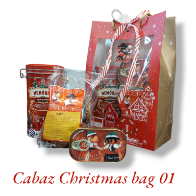 Conjunto de Natal com biscoitos, caixa metálica, lata vermelha e embalagem decorativa