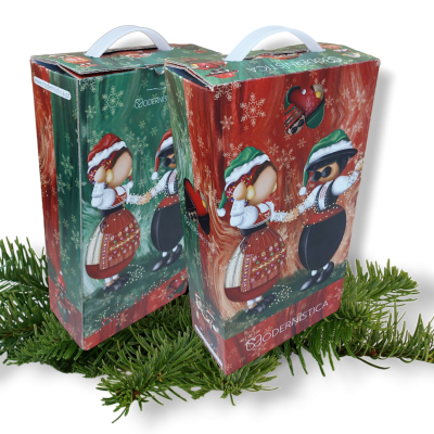 Sacos de presente de papel com ilustração de pinguins vestidos para o inverno