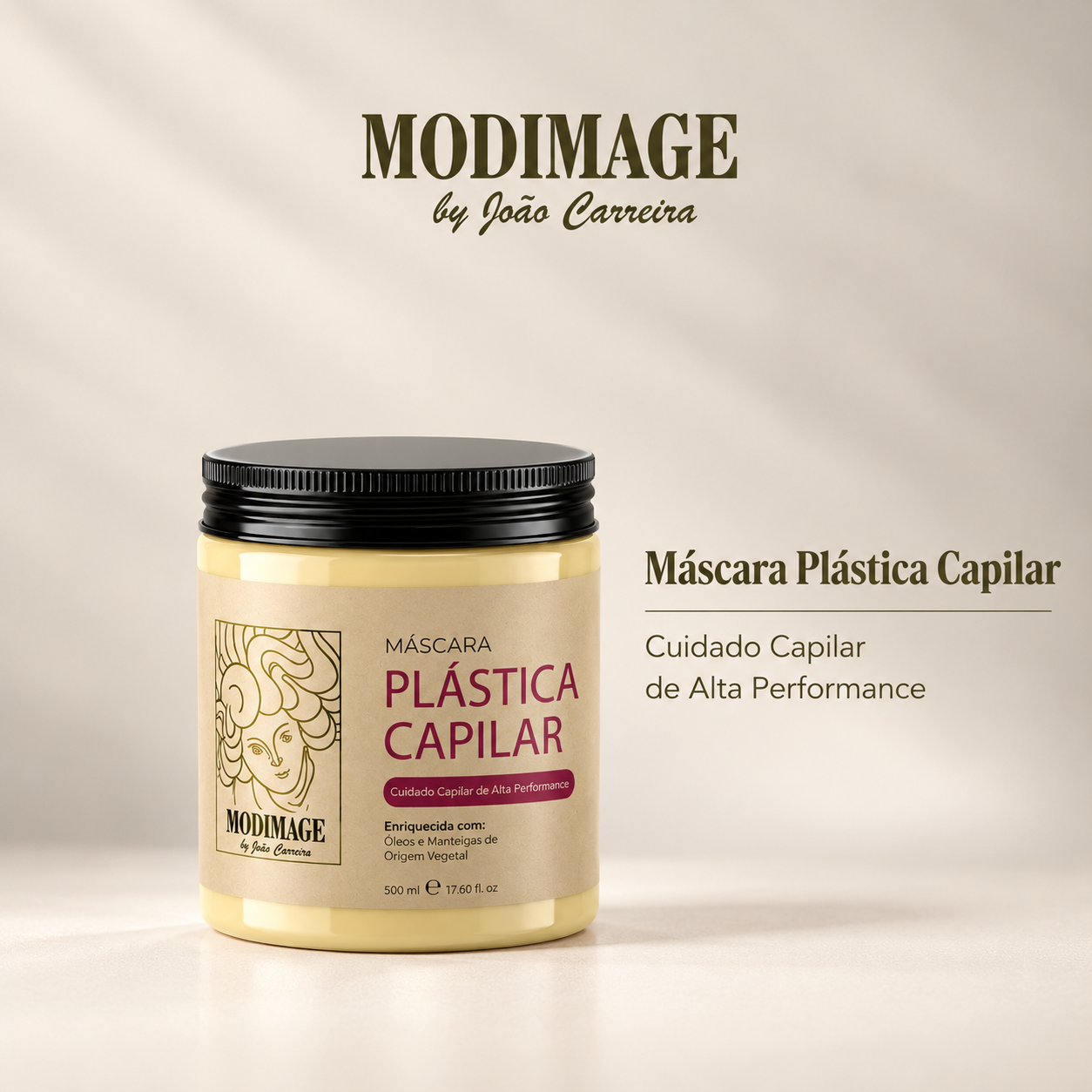 Máscara Plástica Capilar by João Carreira Máscara Plástica Capilar MODIMAGE by João Carreira em embalagem plástica 500 ml