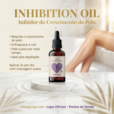 Frasco de óleo inibidor do crescimento do pelo ao lado de pernas femininas