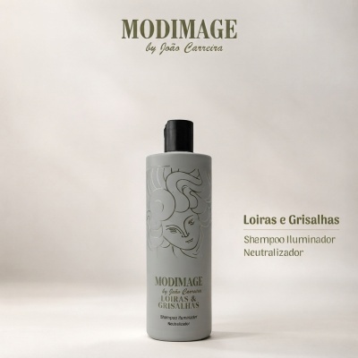 Frasco cinzento claro de shampoo MODIMAGE para loiras e grisalhas