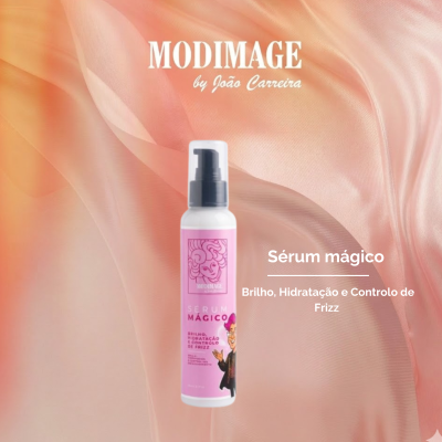 Frasco de sérum mágico Modimage com rótulo rosa e doseador preto