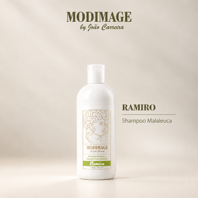 Frasco branco com shampoo MODIMAGE Malaleuca