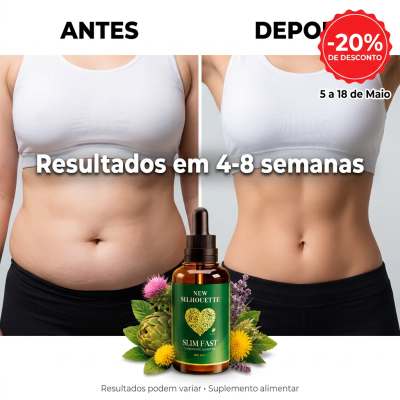 Antes e depois da redução abdominal com suplemento New Silhouette Slim Fast e desconto