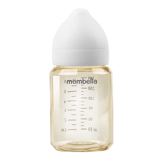 Biberão anti-cólicas PPSU, linha Classic, 180ml (marfim) Biberão transparente com tampa branca e marcas de medida