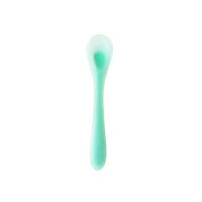 Colher de bebé verde água em silicone