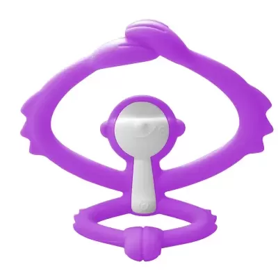 Brinquedo para bebé em silicone roxo e branco