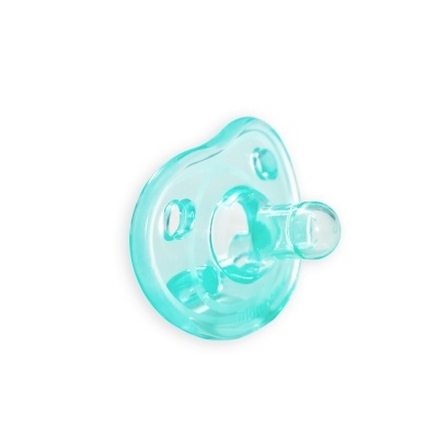 Chupeta azul transparente de plástico com formato anatómico