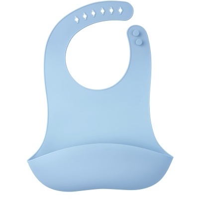 Babete de silicone azul claro com fecho ajustável