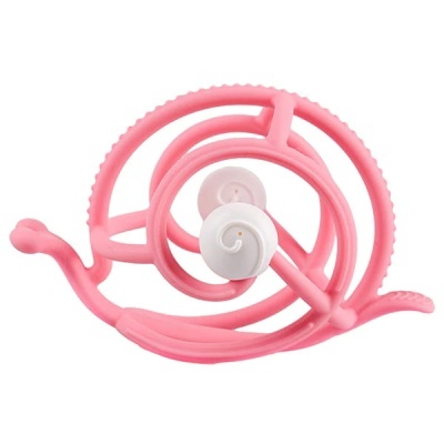 Espiral de plástico rosa em forma de caracol com molas brancas
