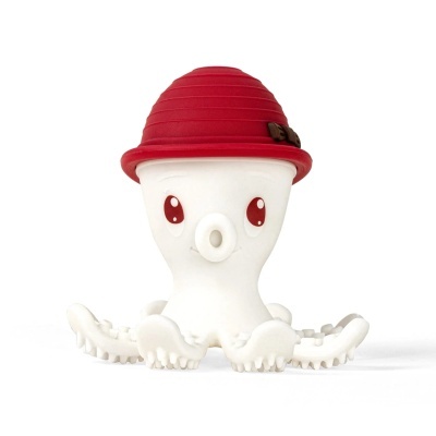 Figura decorativa de polvo branco com chapéu vermelho