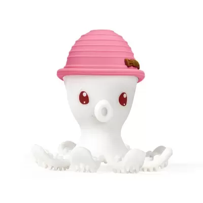 Brinquedo polvo branco com chapéu rosa