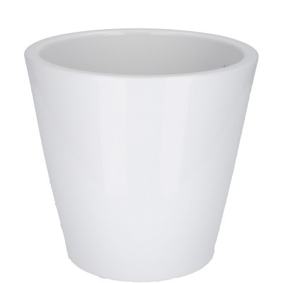 Vaso branco cilíndrico de cerâmica com acabamento liso