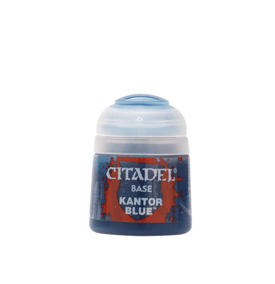 Citadel Base Kantor Blue paint pot with blue cap and red shield label